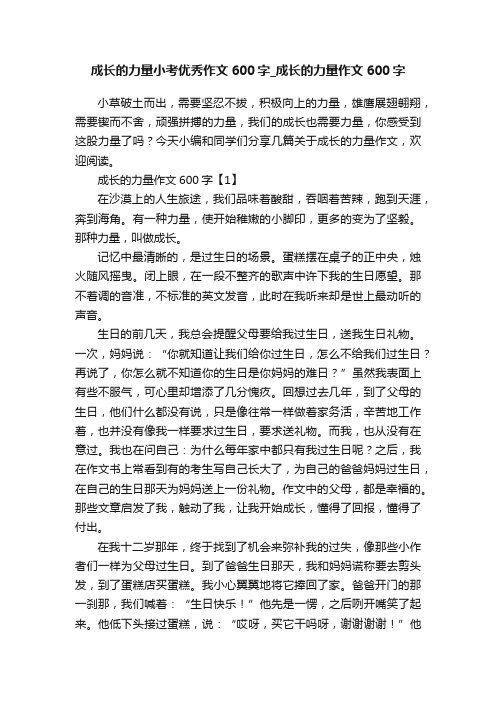 成长的力量小考优秀作文600字_成长的力量作文600字