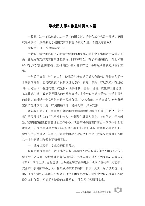 学校团支部工作总结例文5篇