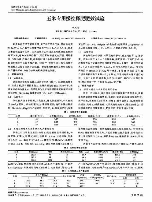 玉米专用缓控释肥肥效试验