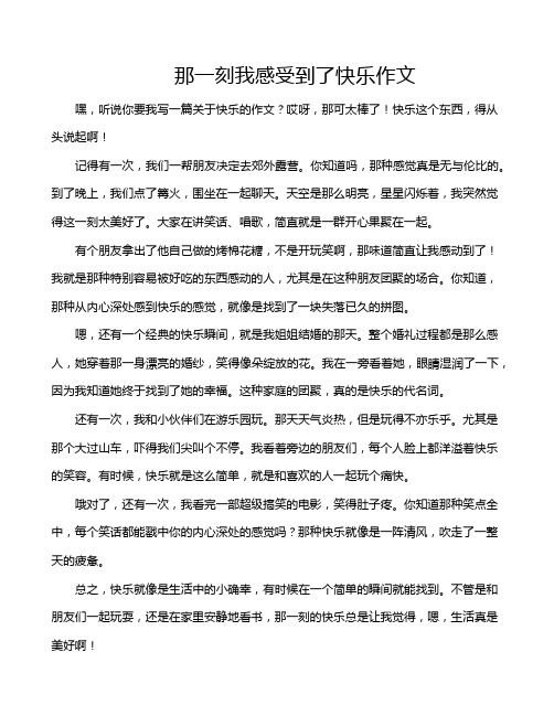 那一刻我感受到了快乐作文