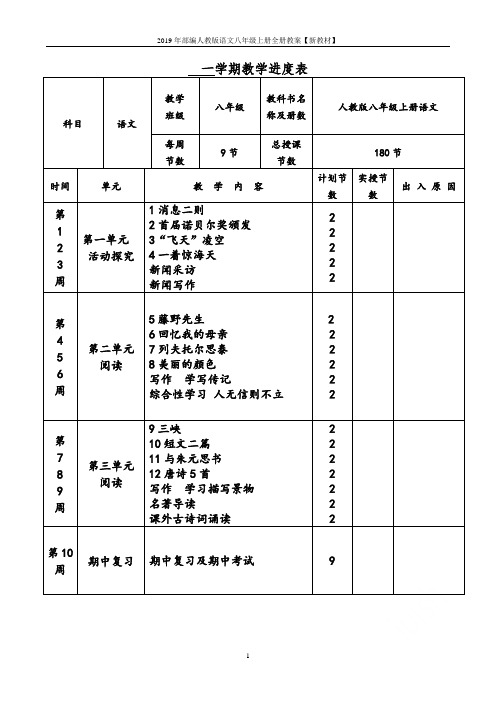 2019年部编人教版语文八年级上册全册教案【新教材】