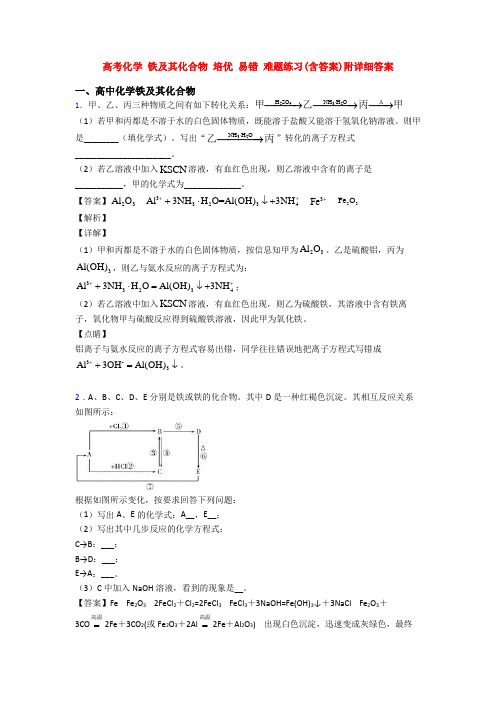 高考化学 铁及其化合物 培优 易错 难题练习(含答案)附详细答案