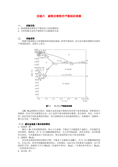 06 金属材料热处理 实验六 碳钢及铸铁的平衡组织观察