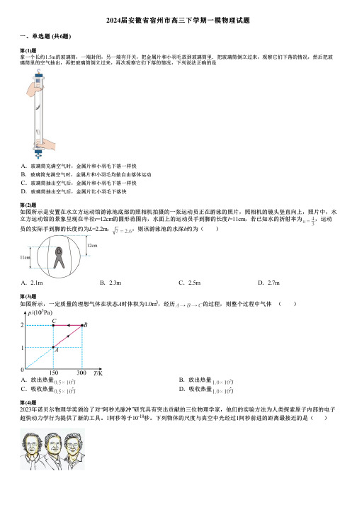 2024届安徽省宿州市高三下学期一模物理试题