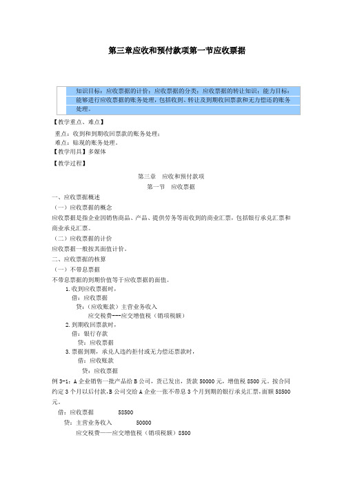 企业财务会计教案——应收和预付款项——应收票据