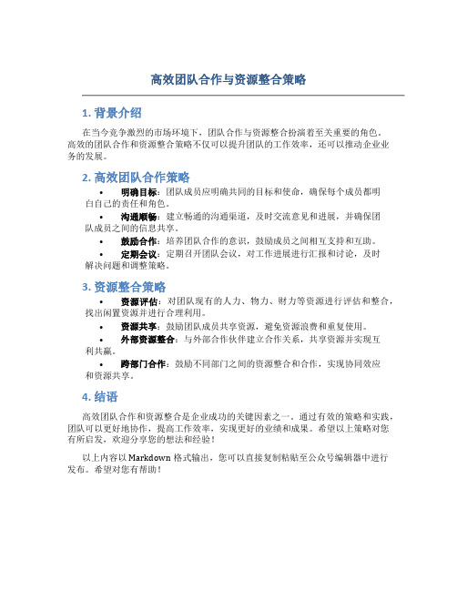 高效团队合作与资源整合策略