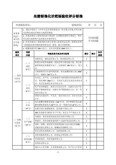 生猪标准化示范场验收评分标准