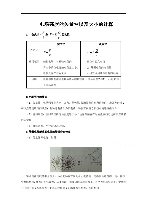 专题8.3 电场强度的矢量性以及大小的计算-奇招制胜2017年高考物理热点+题型全突破 含解析 精品