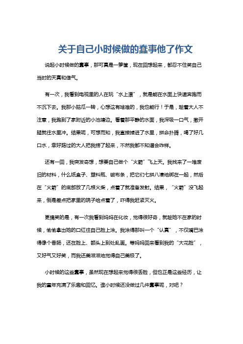 关于自己小时候做的蠢事他了作文