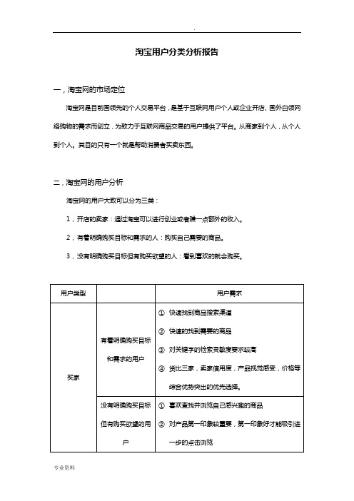 淘宝用户分类分析报告