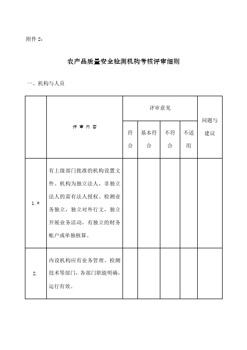 农产品质量安全检测机构考核评审细则 