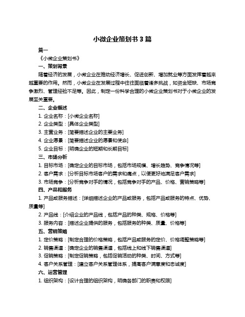 小微企业策划书3篇