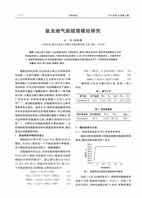 氨法烟气脱硫塔模拟研究