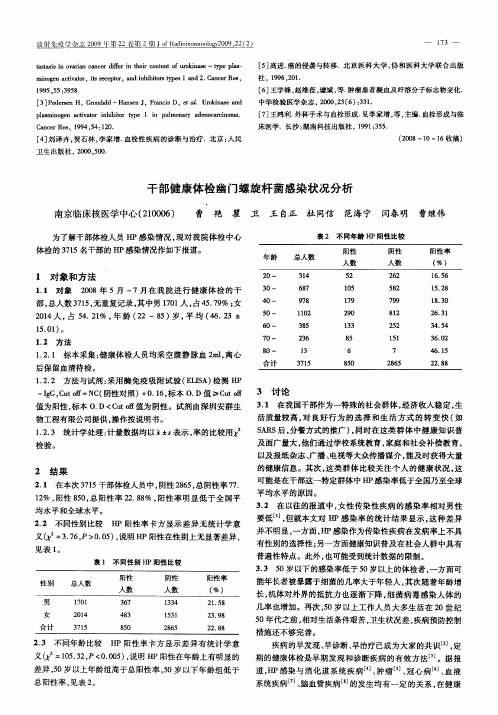 干部健康体检幽门螺旋杆菌感染状况分析