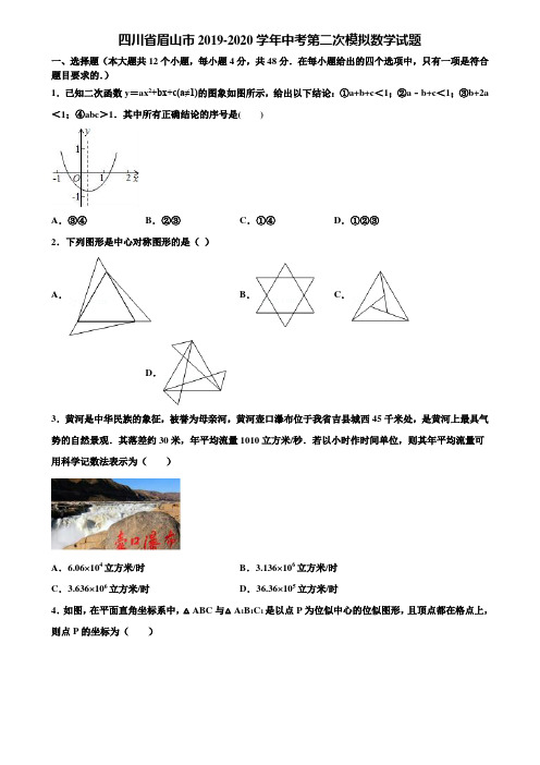 四川省眉山市2019-2020学年中考第二次模拟数学试题含解析