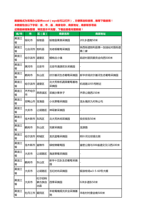 2020新版黑龙江省采摘工商企业公司商家名录名单黄页联系电话号码地址大全178家