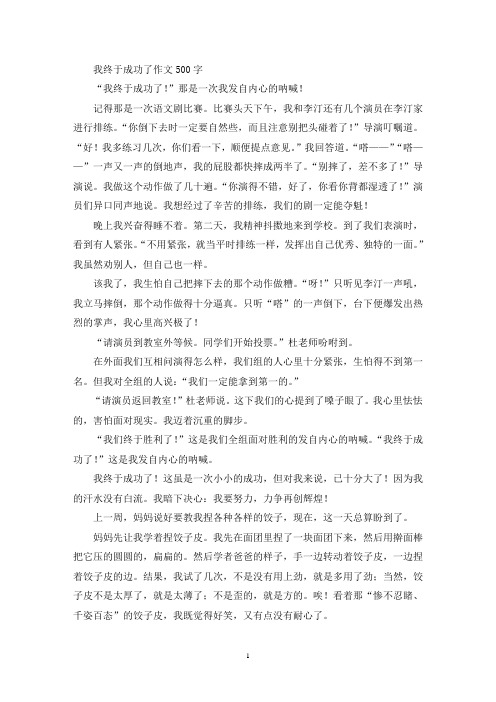 我终于成功了作文500字(精选)