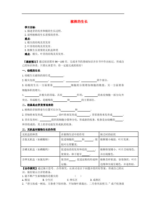 《植株的生长》word教案 (公开课获奖)2022年人教版 (4)