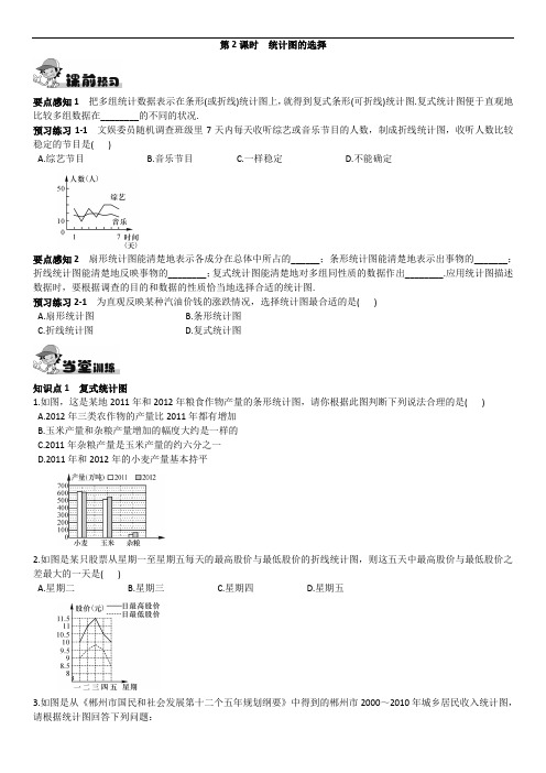 湘教版七年级上册数学同步练习 第五章 5.2.2课时  统计图的选择