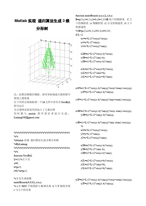 递归算法生成3维分形树ByLinking(Matlab代码)(2)