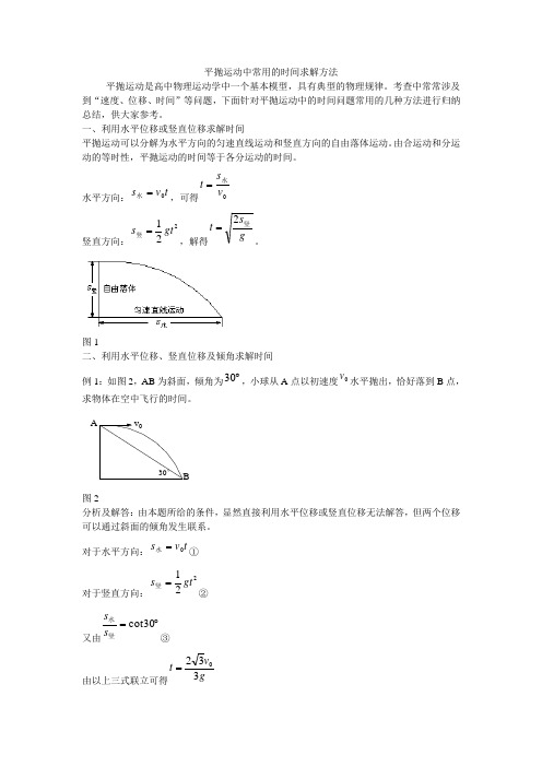 平抛运动中常用的时间求解方法