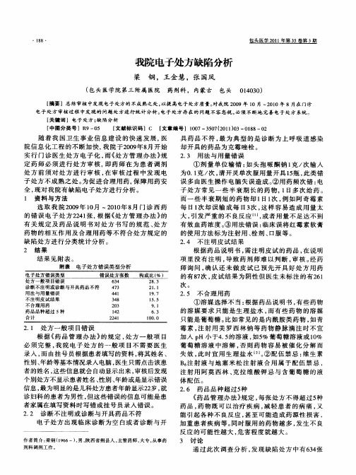 我院电子处方缺陷分析