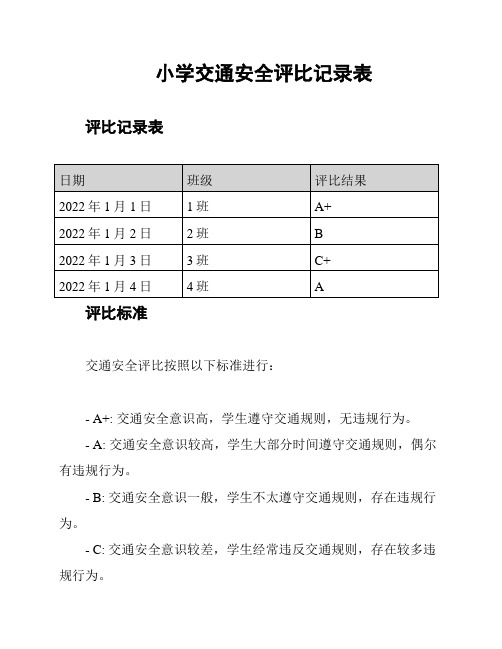 小学交通安全评比记录表