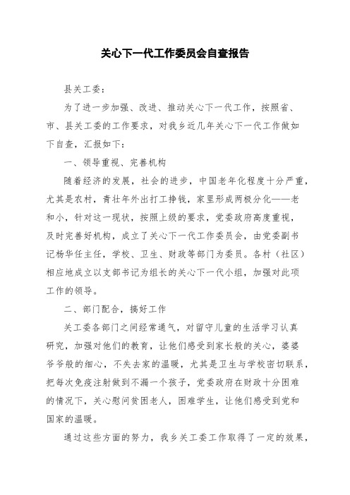 关心下一代工作委员会自查报告