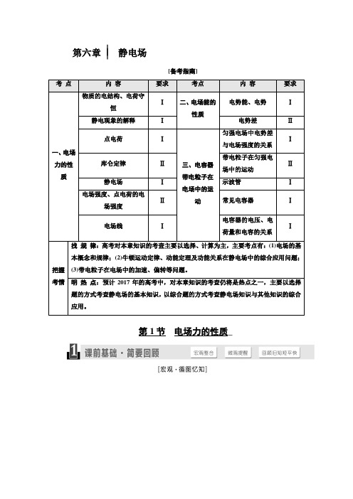 2017届高三物理一轮复习配套文档第六章静电场Word版含答案