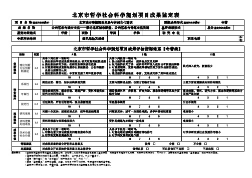 北京哲学社会科学规划项目成果鉴定表