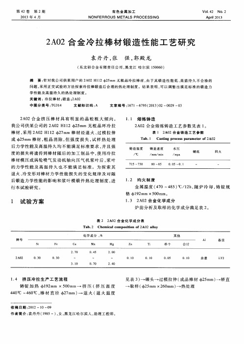 2A02合金冷拉棒材锻造性能工艺研究