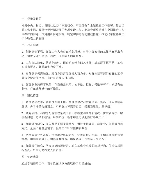 专项整治方案整改报告