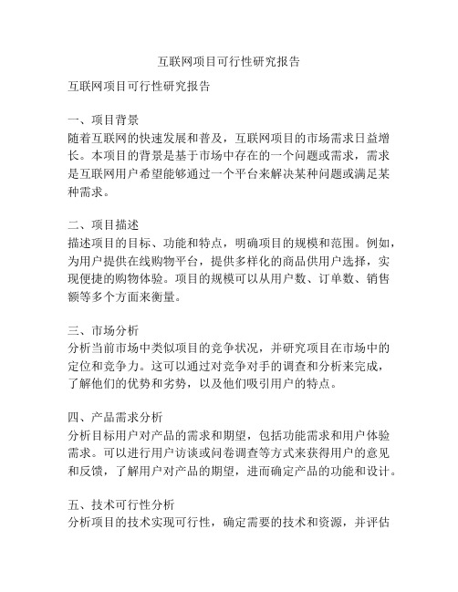 互联网项目可行性研究报告