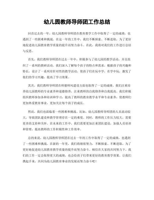 幼儿园教师导师团工作总结
