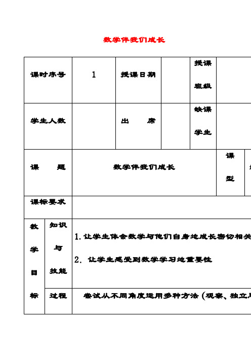 最新华东师大版七年级数学上册1.1数学伴我们成长公开课优质教案(1)