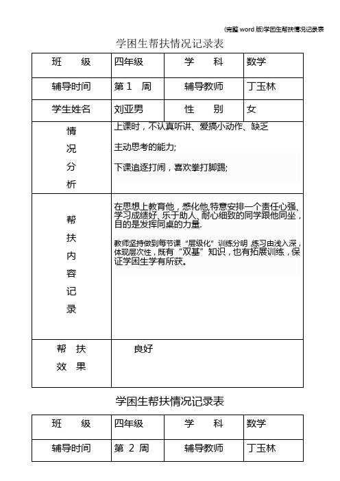 (完整word版)学困生帮扶情况记录表