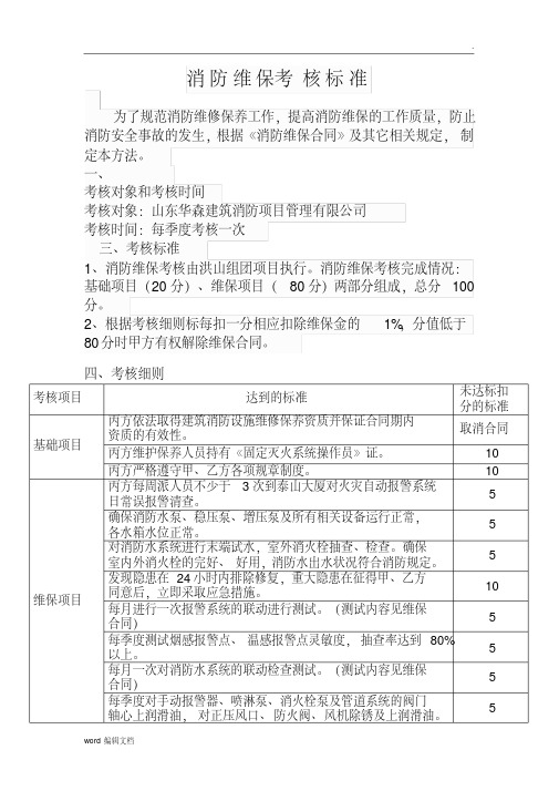 消防维保考核标准