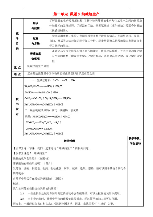 高中化学 第一单元 走进化学工业 1.3 纯碱的生产教案3 新人教版选修2