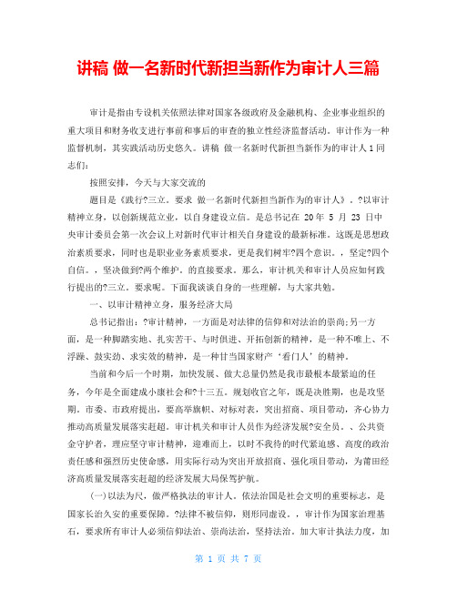 讲稿做一名新时代新担当新作为审计人三篇