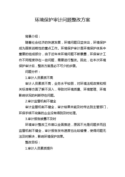 环境保护审计问题整改方案