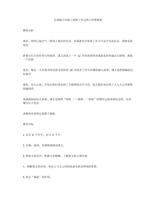 长春版六年级上册第十单元网上呼救教案