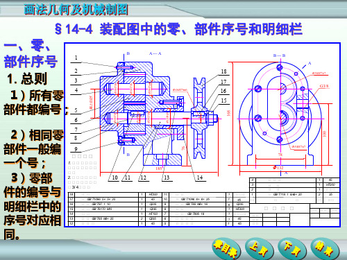 14-4 装配图中的零、部件序号和明细栏