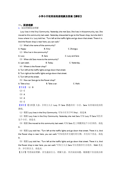 小学小升初英语阅读理解及答案【解析】 (28)