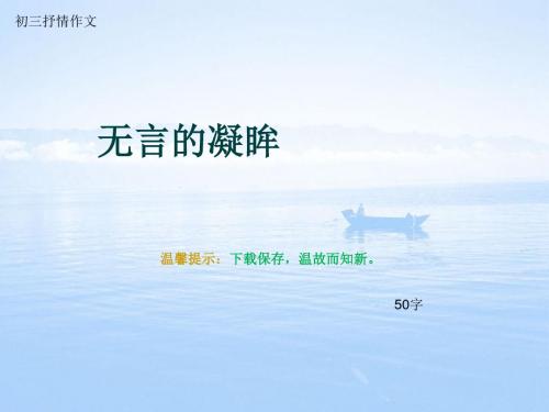 初三抒情作文《无言的凝眸》50字(总5页PPT)