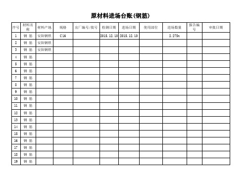 工程原材料进场台账表格样式