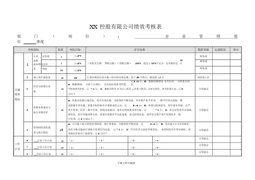 绩效考核表(航运公司)