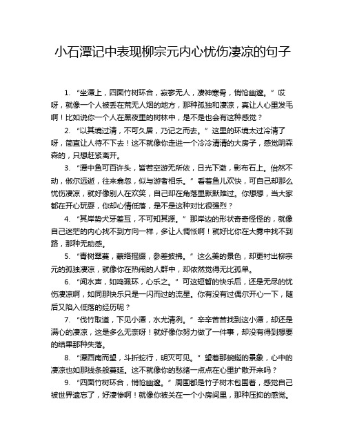 小石潭记中表现柳宗元内心忧伤凄凉的句子