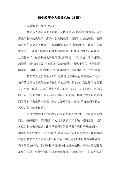 初中教师个人师德总结(5篇)