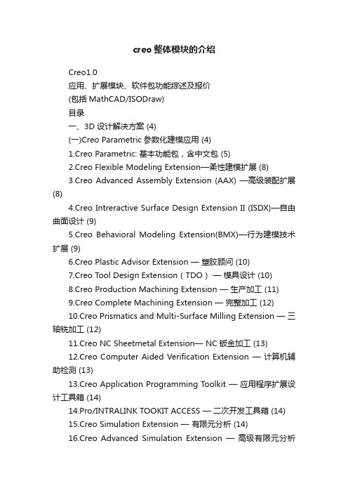 creo整体模块的介绍