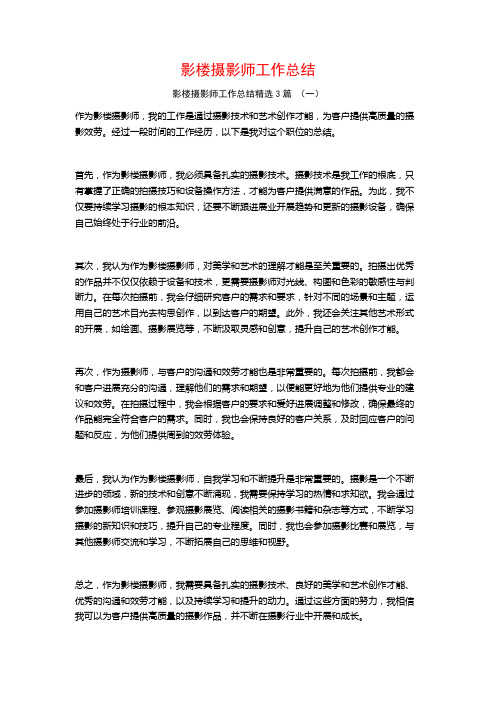 影楼摄影师工作总结3篇